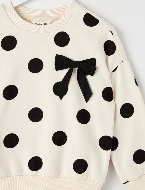 Mac & Ellie Spots Crew Neck Bow Sweatshirt, Natural product photo View 02 L