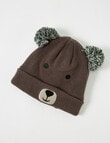 Teeny Weeny Knit Pompom Teddy Beanie, Brown product photo