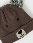 Teeny Weeny Knit Pompom Teddy Beanie, Brown product photo View 02 S
