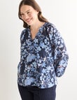 Whistle Ladder Trim Top Floral, Navy product photo View 12 S