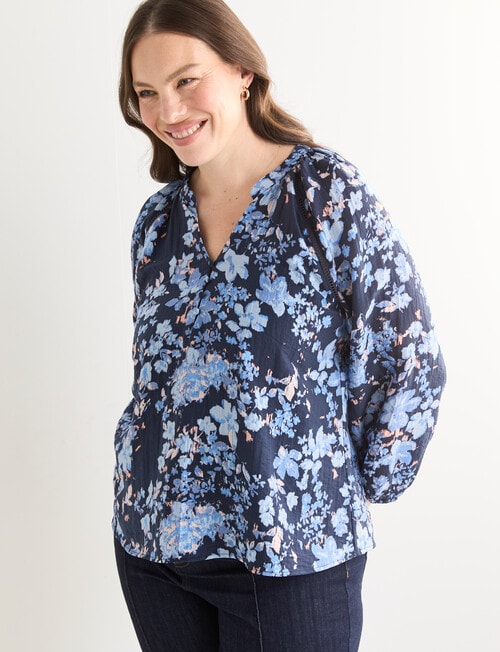 Whistle Ladder Trim Top Floral, Navy product photo View 12 L