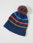 Teeny Weeny Knit Pompom Stripe Beanie, Navy product photo
