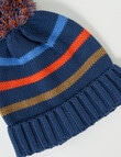 Teeny Weeny Knit Pompom Stripe Beanie, Navy product photo View 02 S