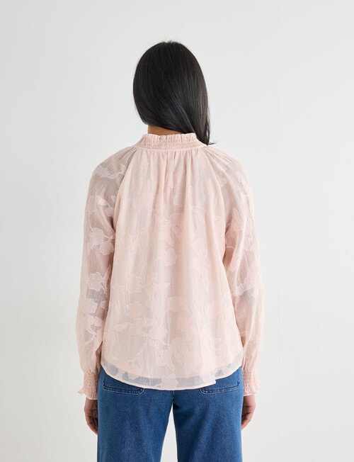 Whistle Burnout Shirred Neck Top, Peach Dusk product photo View 02 L