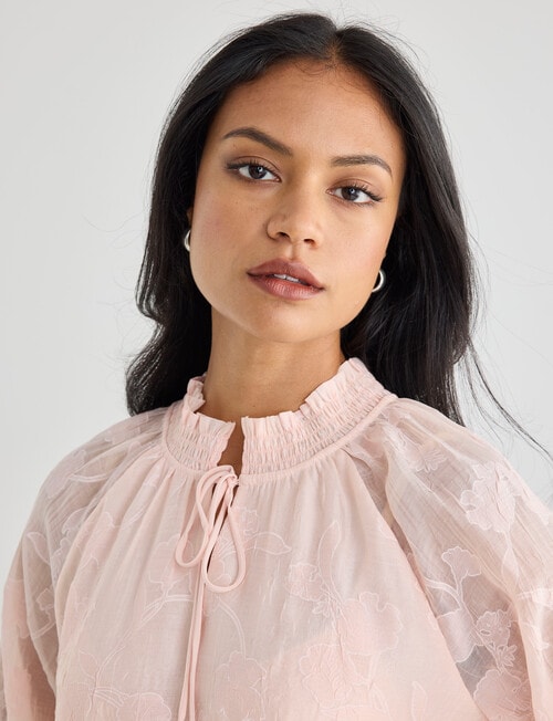 Whistle Burnout Shirred Neck Top, Peach Dusk product photo View 04 L