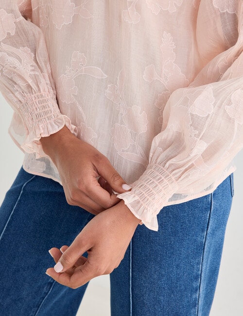 Whistle Burnout Shirred Neck Top, Peach Dusk product photo View 05 L