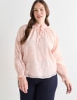 Whistle Burnout Shirred Neck Top, Peach Dusk product photo View 12 S
