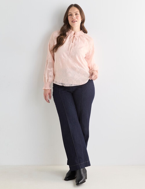 Whistle Burnout Shirred Neck Top, Peach Dusk product photo View 13 L