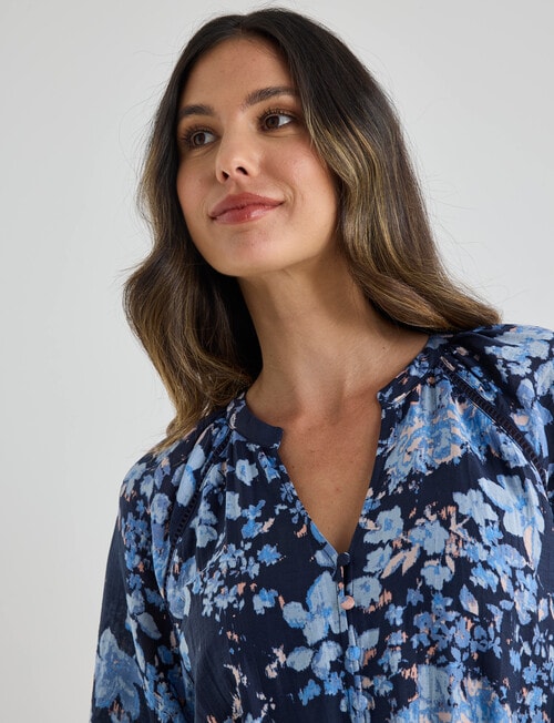 Whistle Three Quarter Sleeve Midi Dress Floral, Navy product photo View 04 L