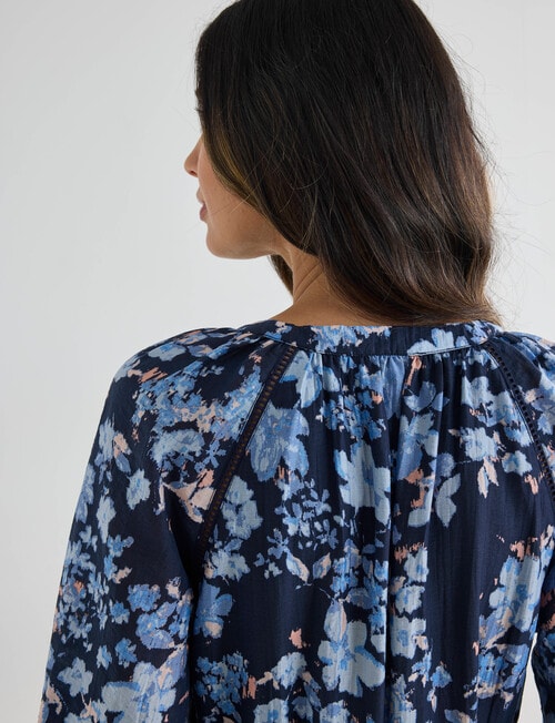 Whistle Three Quarter Sleeve Midi Dress Floral, Navy product photo View 06 L