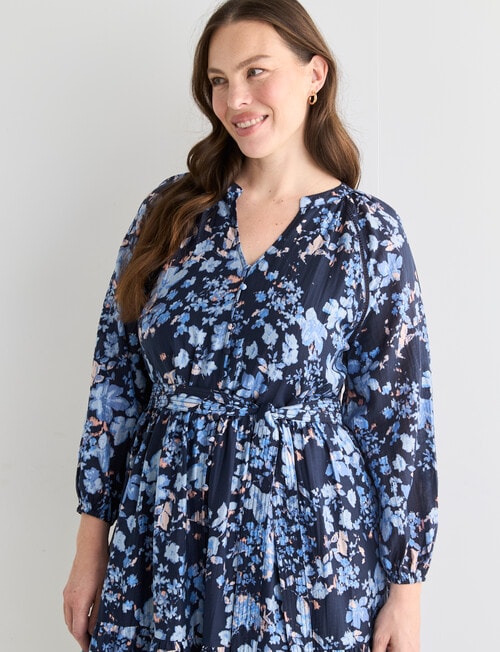Whistle Three Quarter Sleeve Midi Dress Floral, Navy product photo View 13 L