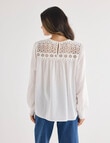 Whistle Lace Yoke Long Sleeve Blouse, Ivory product photo View 02 S