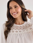 Whistle Lace Yoke Long Sleeve Blouse, Ivory product photo View 04 S
