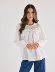 Whistle Lace Yoke Long Sleeve Blouse, Ivory product photo View 05 S