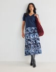 Whistle Tiered Detail Skirt, Floral Navy product photo View 03 S