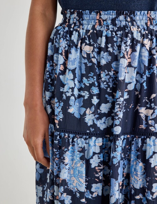 Whistle Tiered Detail Skirt, Floral Navy product photo View 06 L