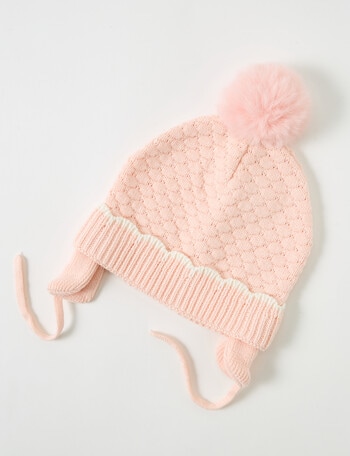 Teeny Weeny Knit Pompom Beanie, Transcendent Pink product photo