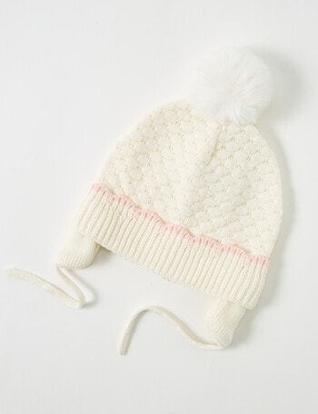 Teeny Weeny Knit Pompom Beanie, Vanilla product photo