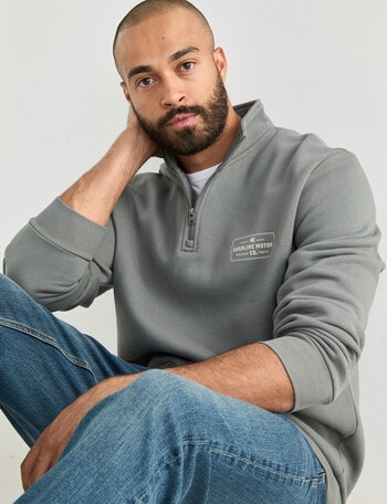 Gasoline Quarter Zip Motor Sweat, Khaki product photo