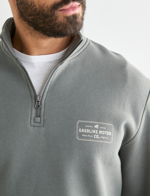 Gasoline Quarter Zip Motor Sweat, Khaki product photo View 04 L