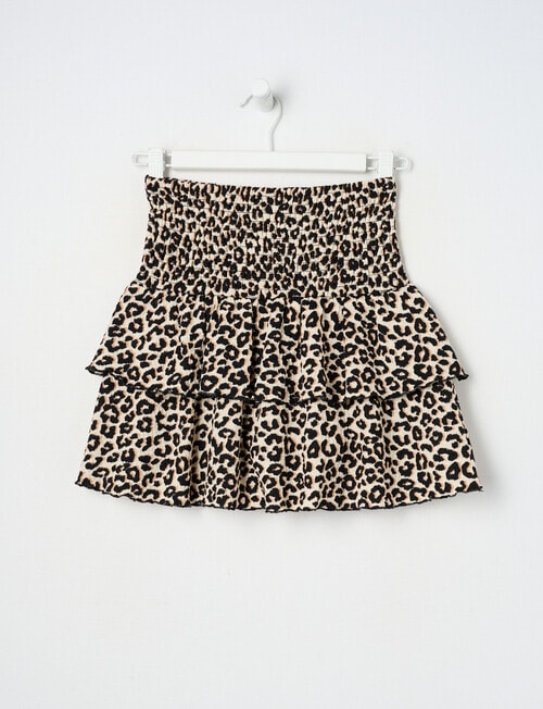 Switch Animal Print Ruffle Mini Skort, Natural product photo