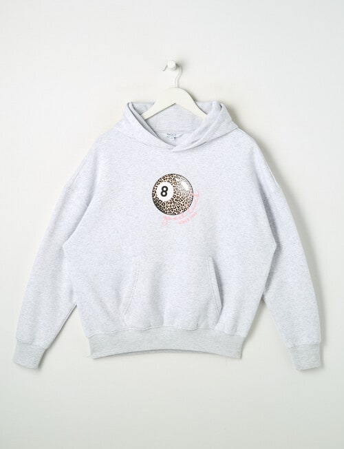 Switch Leopard Eight Ball Oversized Hoodie, Grey Marle product photo
