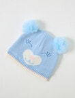 Teeny Weeny Knit Pompom Bear Beanie, Moonstone Blue product photo