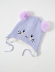 Teeny Weeny Knit Pompom Happy Bunny Beanie, Galactic Lilac product photo