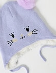 Teeny Weeny Knit Pompom Happy Bunny Beanie, Galactic Lilac product photo View 02 S