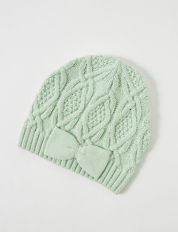 Teeny Weeny Knit Bow Beanie, Soft Grass product photo