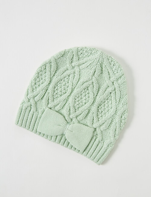 Teeny Weeny Knit Bow Beanie, Soft Grass product photo