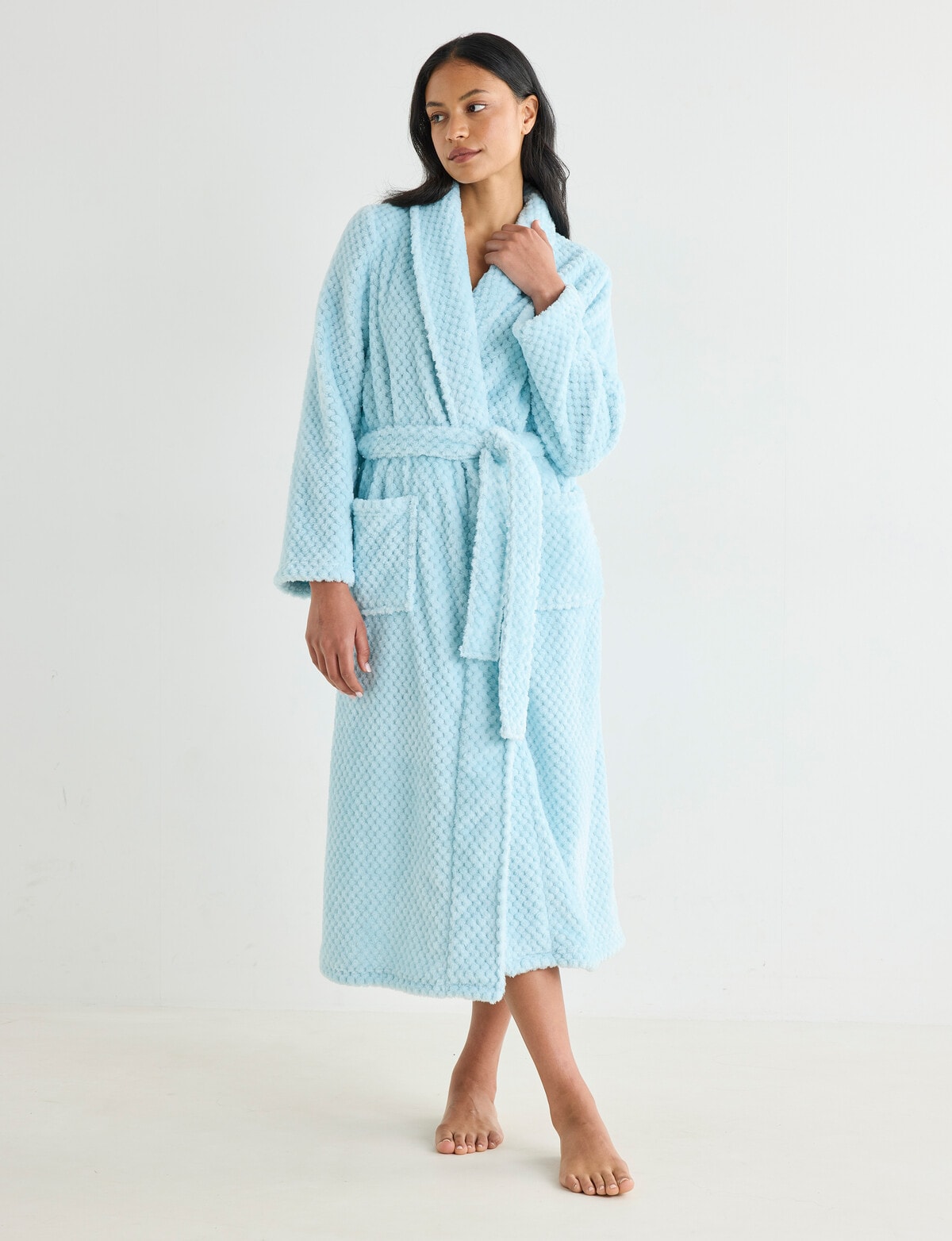 Whispy Robe Whistle Sleep Basket Weave Robe, Aqua - Robes