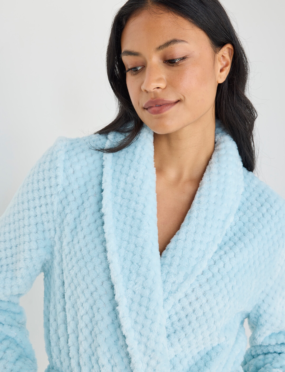 Whistle Sleep Basket Weave Robe, Aqua - Robes