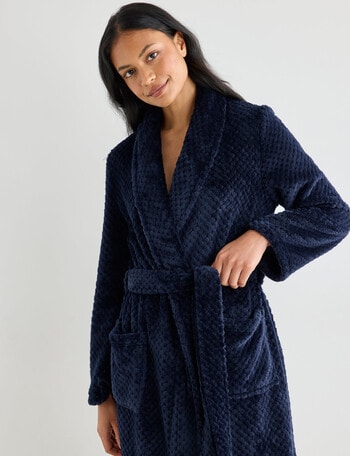 Whistle Sleep Basket Weave Robe, Navy product photo