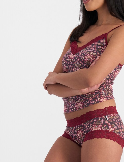 Jockey Woman Parisienne Cotton Boyleg Brief, Folk Art Floral product photo View 02 L