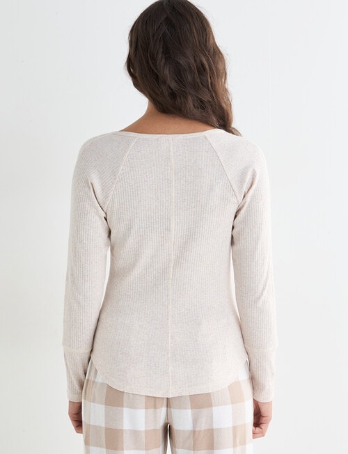 Mineral Sleep Henley Long Sleeve Top, Oatmeal product photo View 02 L