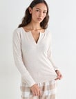 Mineral Sleep Henley Long Sleeve Top, Oatmeal product photo View 05 S