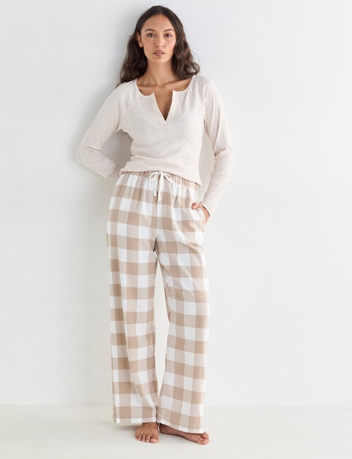 Mineral Sleep Henley Long Sleeve Top, Oatmeal product photo View 08 L