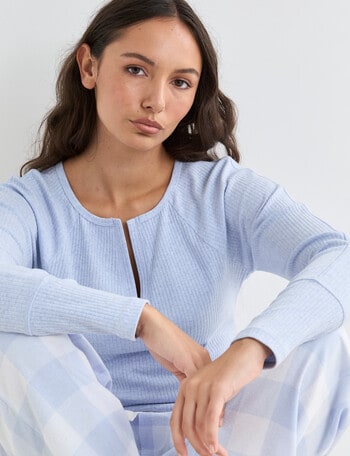 Mineral Sleep Henley Long Sleeve Top, Pale Blue product photo