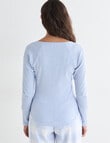 Mineral Sleep Henley Long Sleeve Top, Pale Blue product photo View 02 S