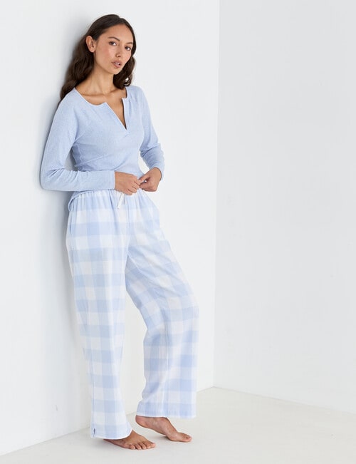 Mineral Sleep Henley Long Sleeve Top, Pale Blue product photo View 03 L