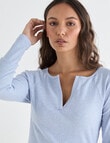 Mineral Sleep Henley Long Sleeve Top, Pale Blue product photo View 04 S