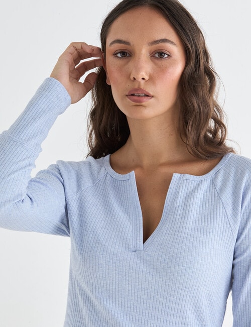 Mineral Sleep Henley Long Sleeve Top, Pale Blue product photo View 04 L