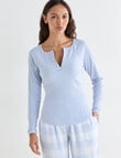 Mineral Sleep Henley Long Sleeve Top, Pale Blue product photo View 05 S
