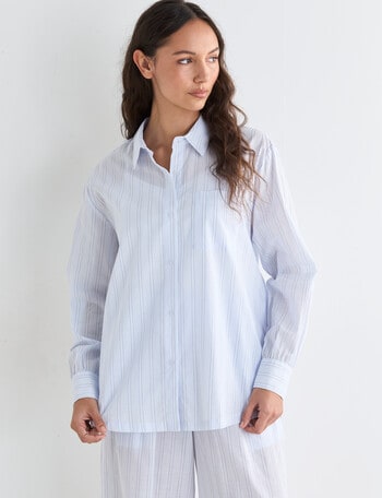 Mineral Sleep Stripe Nightshirt, Pale Blue product photo