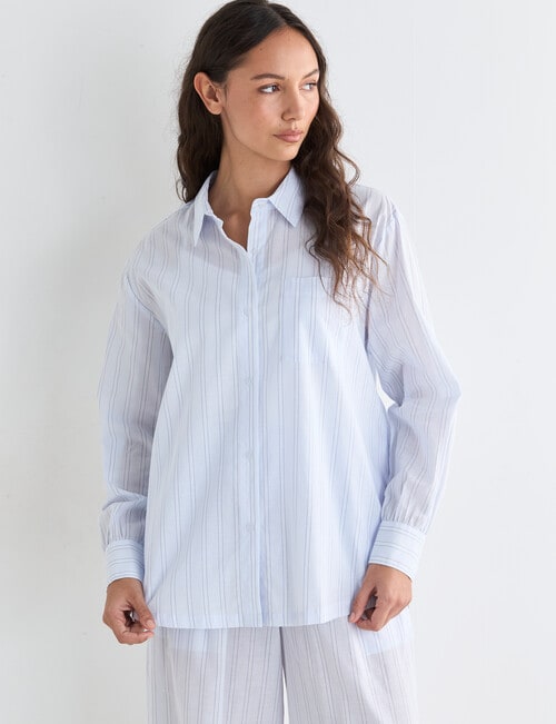 Mineral Sleep Stripe Nightshirt, Pale Blue product photo