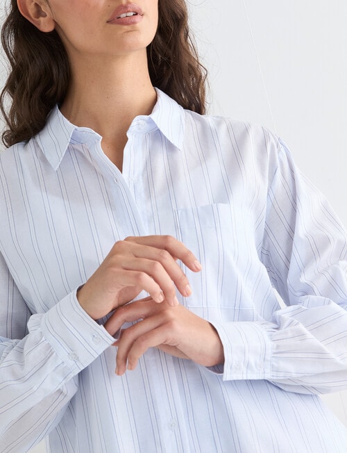Mineral Sleep Stripe Nightshirt, Pale Blue product photo View 04 L