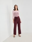 Oliver Black Self Belt Straight Leg Pant, Burgundy product photo View 03 S