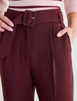 Oliver Black Self Belt Straight Leg Pant, Burgundy product photo View 04 S