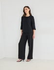 Oliver Black Three Quarter Sleeve Pleat Detail Top, Black product photo View 03 S